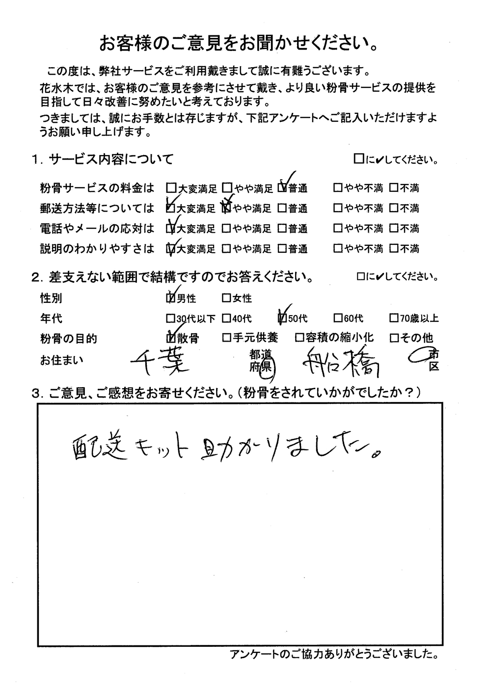 配送キット　助かりました。