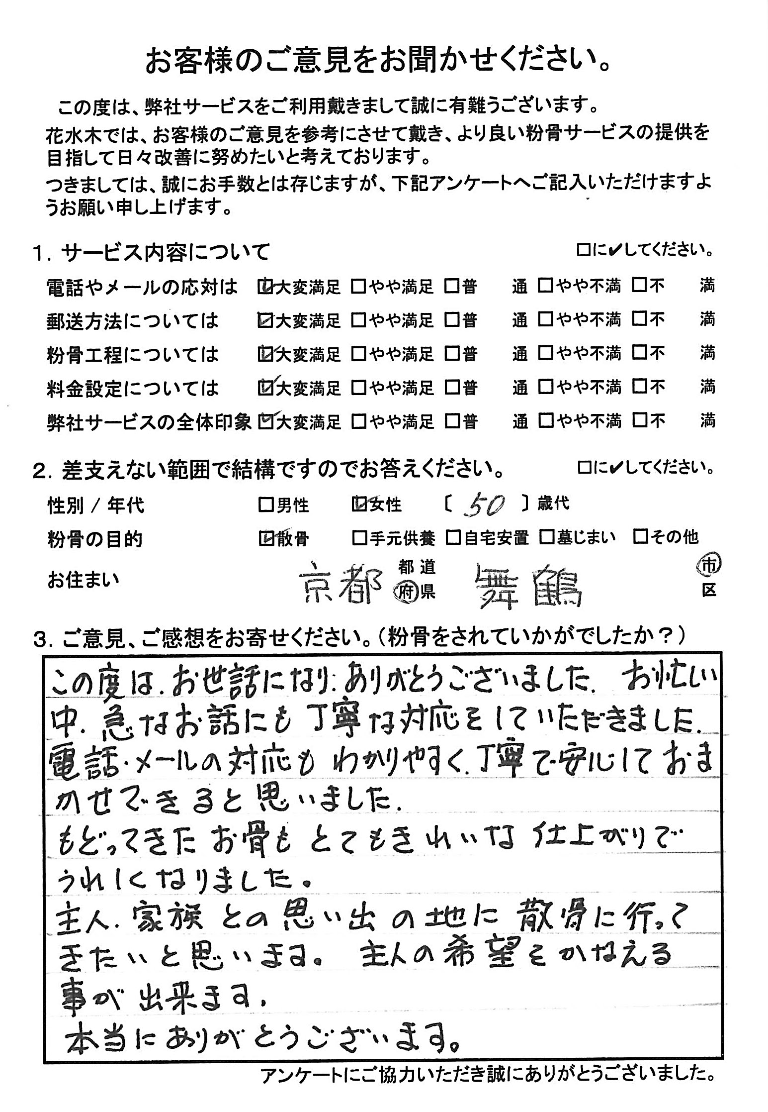 主人家族との思い出の地に散骨に行っ