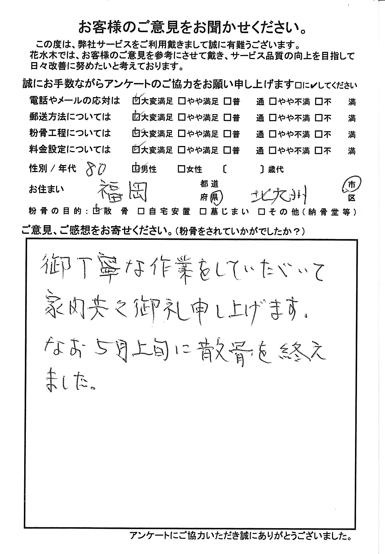 なお、5月上旬に散骨を終えました。