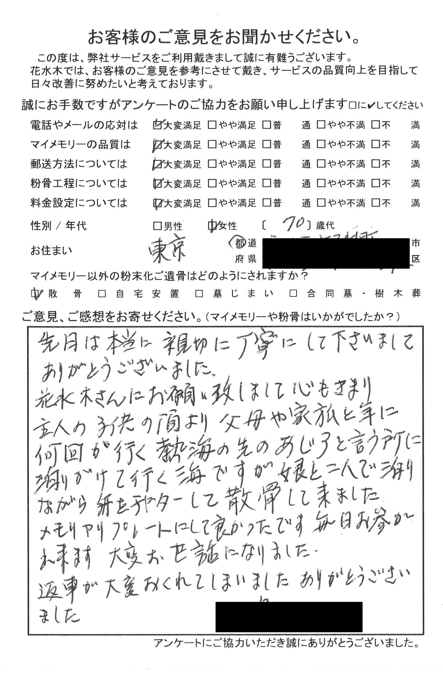 舟をチャーターして散骨して来ました