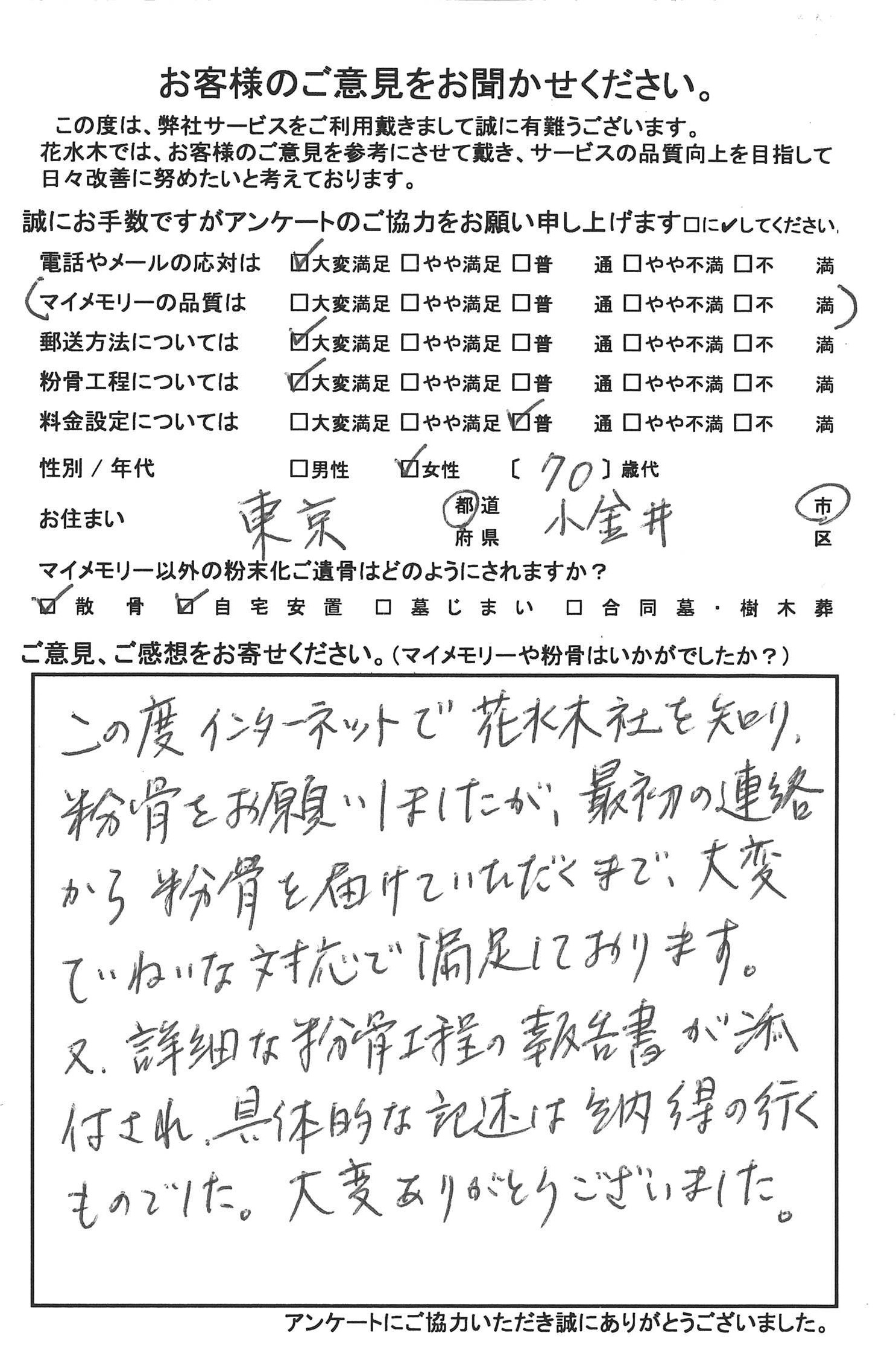 大変ていねいな対応で満足しております