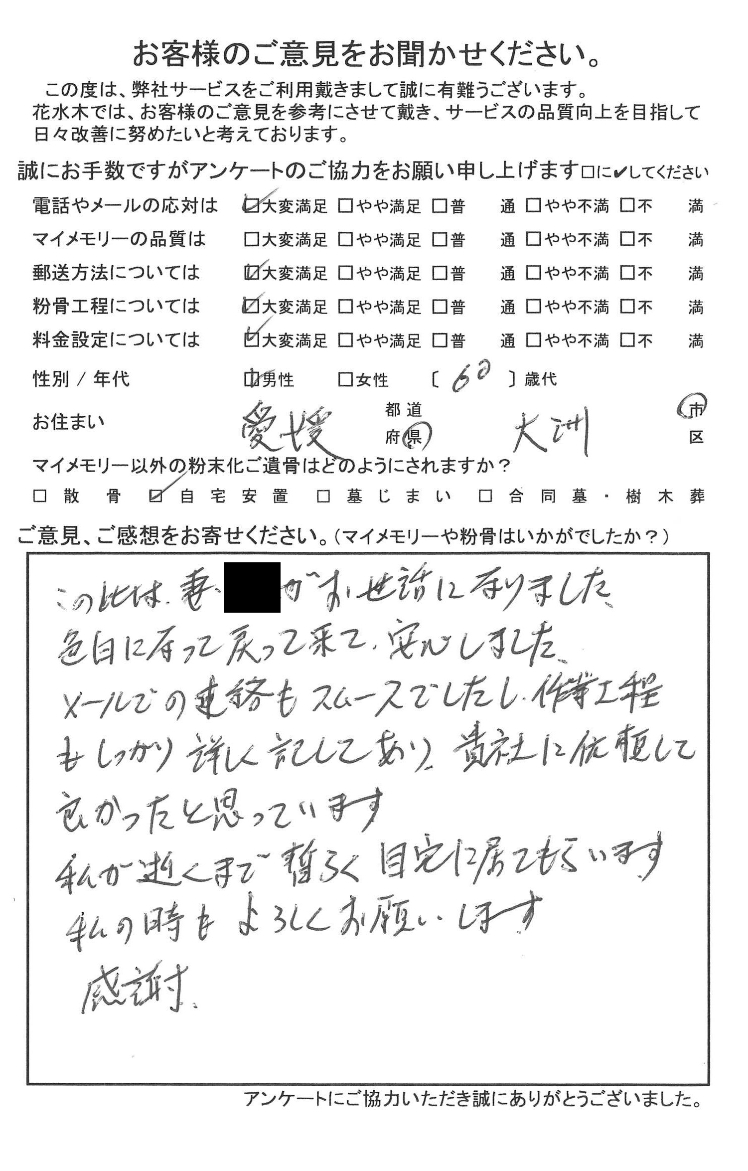 貴社に依頼して良かったと思っています