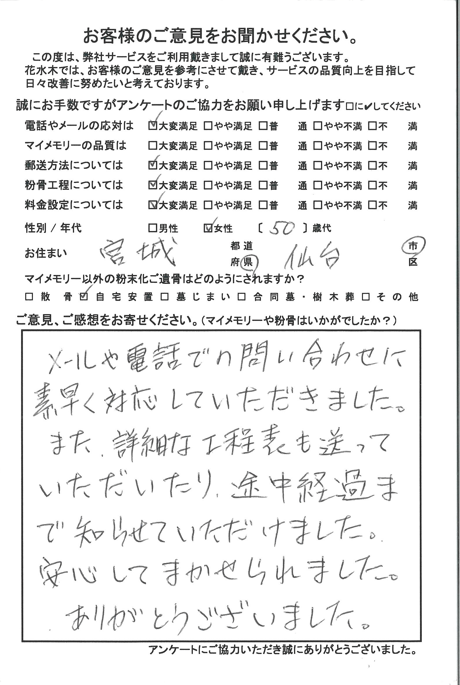 問い合わせに素早く対応していただきました