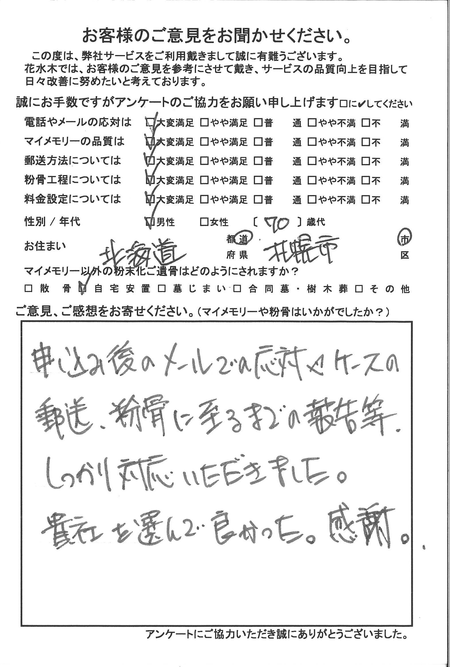しっかり対応いただきました。貴社を選んで良かった。
