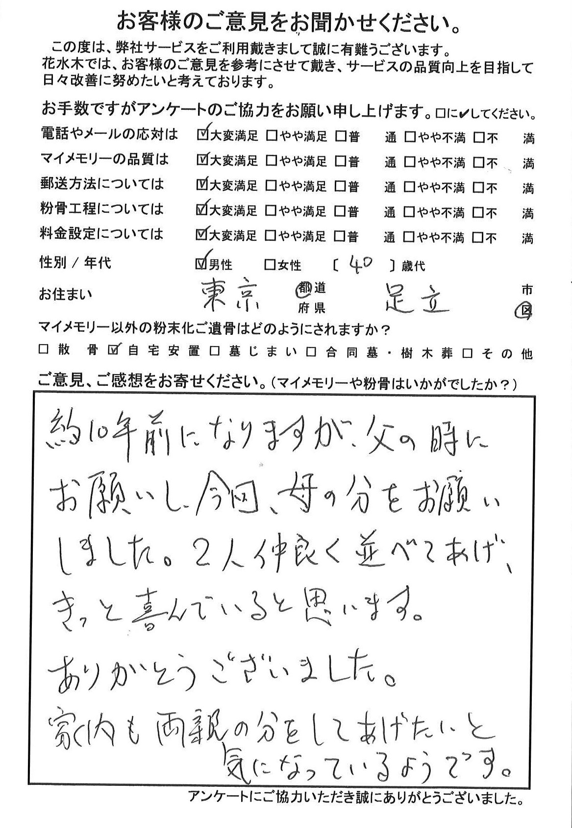 きっと喜んでいると思います